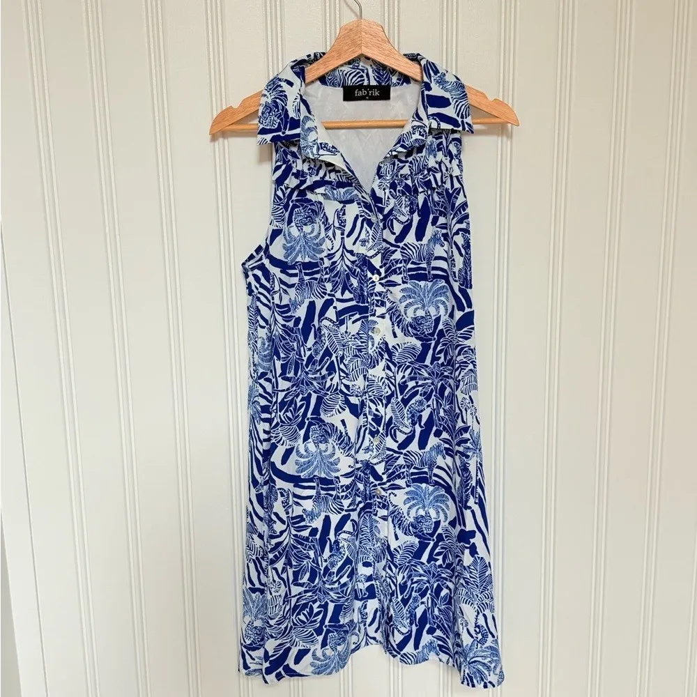 Fabrik Safari Button Down Dress size M Blue Size M - Image 3