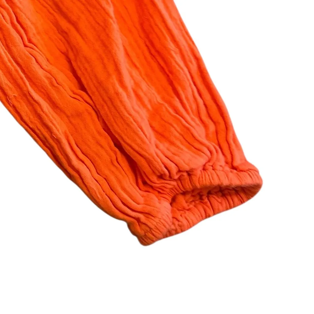 Gap Bright Orange Long Sleeve Shirt Top Blouse Comfy Gauze Crew Neck Size Small - Image 8