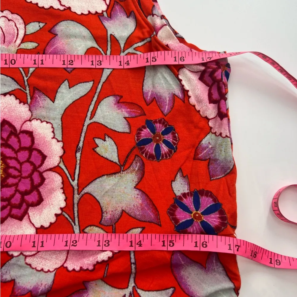 Anthropologie Maeve Clearly Red Floral Knit Mock Neck Dress Sz L - Image 6