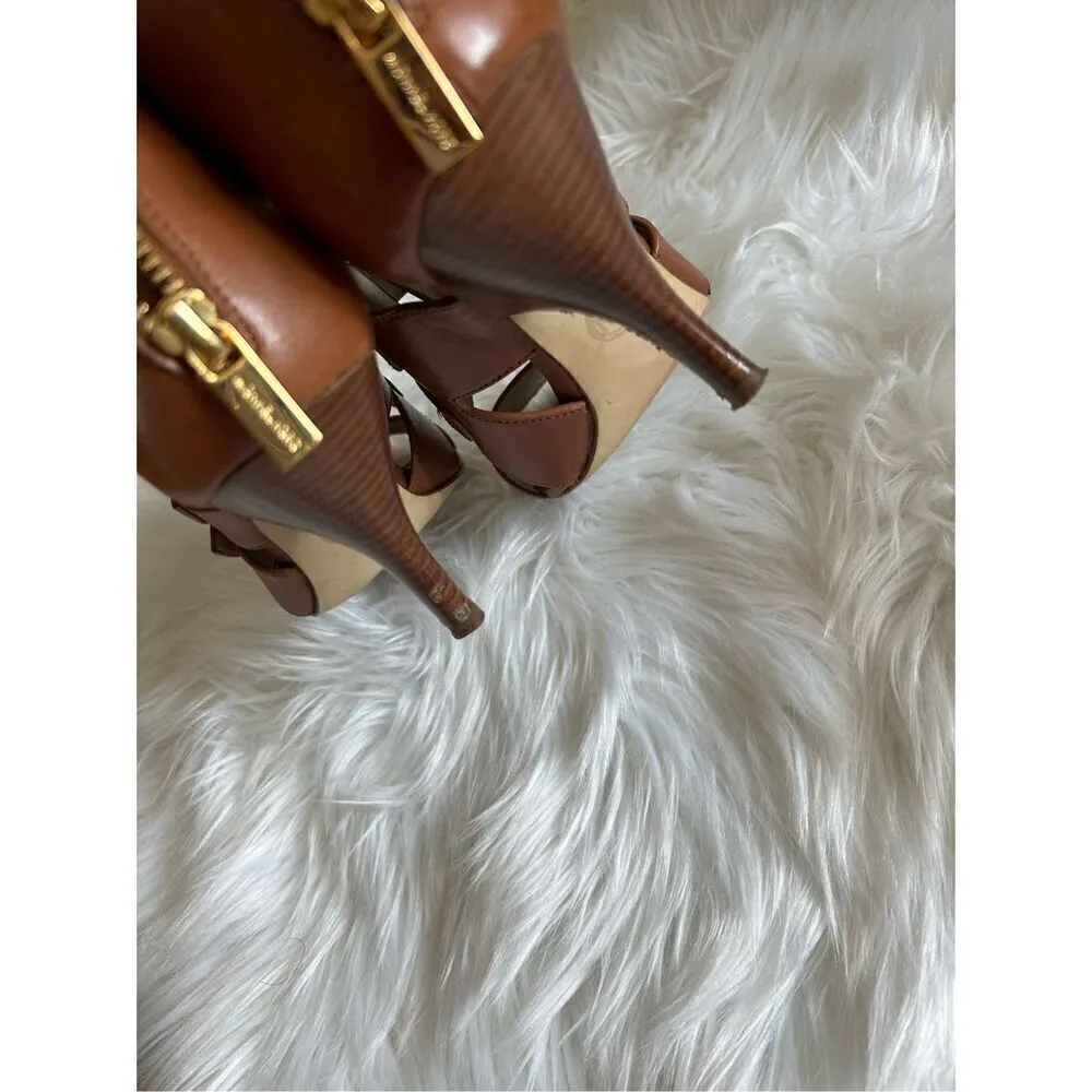 Michael kors brown leather strapped heels size 8.5 - Image 3