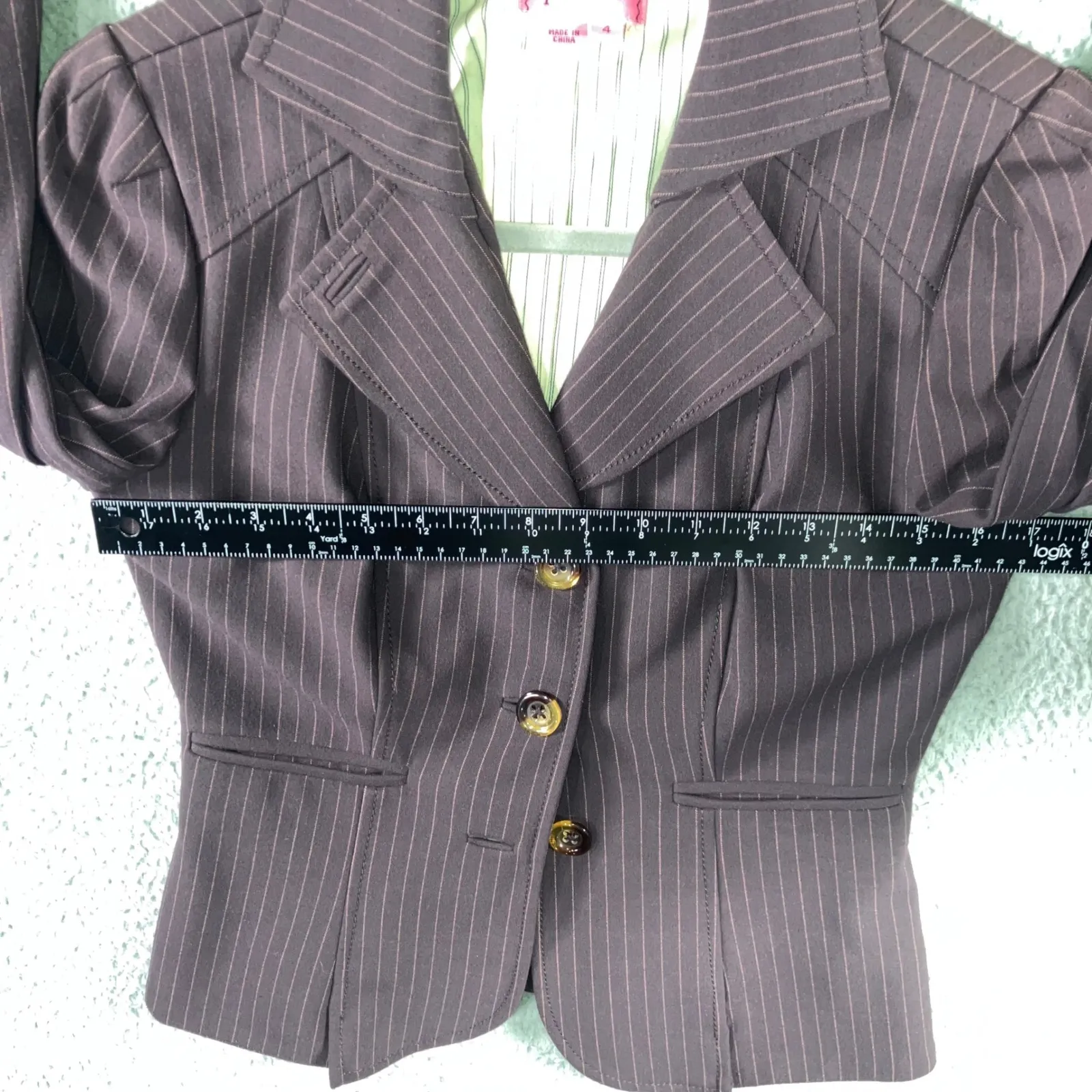 Phoebe Pinstripe Blazer Jacket Women 4 Three Button Fitted Career Academia - Image 5