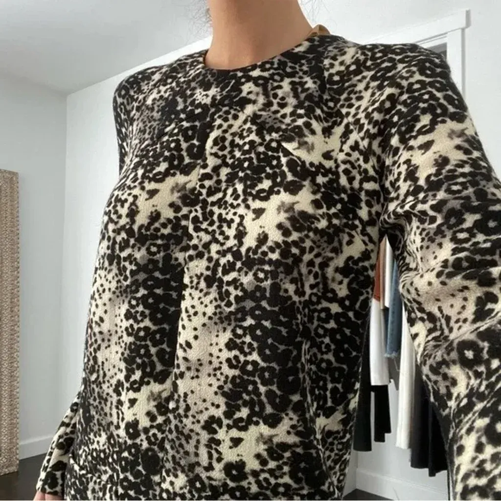 N°21 Numero Ventuno Leopard Print Long Sleeve Shift Dress Cream/Black Size 42 - Image 4