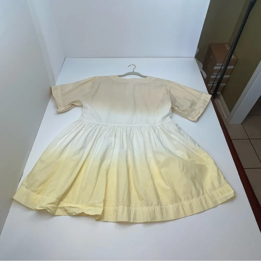 Apiece Apart Ombré Tan White Yellow Dress Short Sleeve Womens Small Cotton *FLAW - Image 12