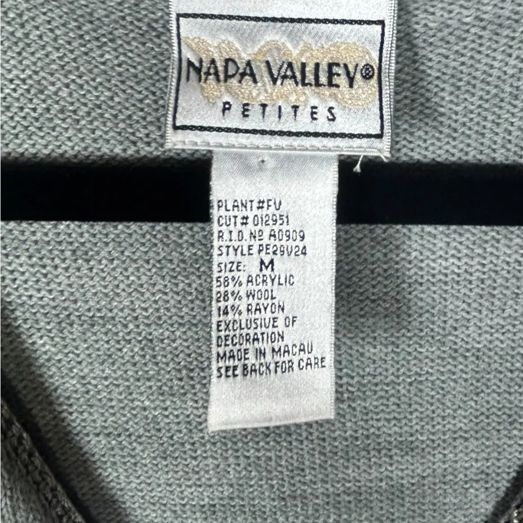 Napa Valley Petites Grey Embroidered Button Bead Floral Wool Blend Sweater Vest Gray Size undefined - Image 4