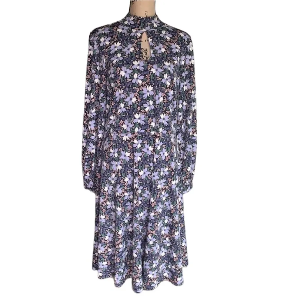 Eloquii Floral Mock Neck Fit And Flare Purple Lavender Dress Size 14 NWT - Image 3