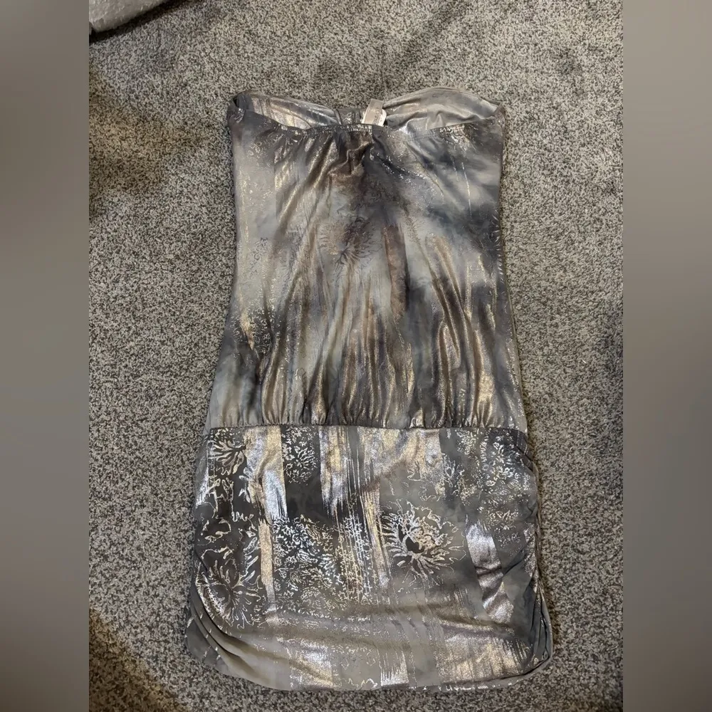 Y2K Strapless Mini Dress Gray Size M - Image 5