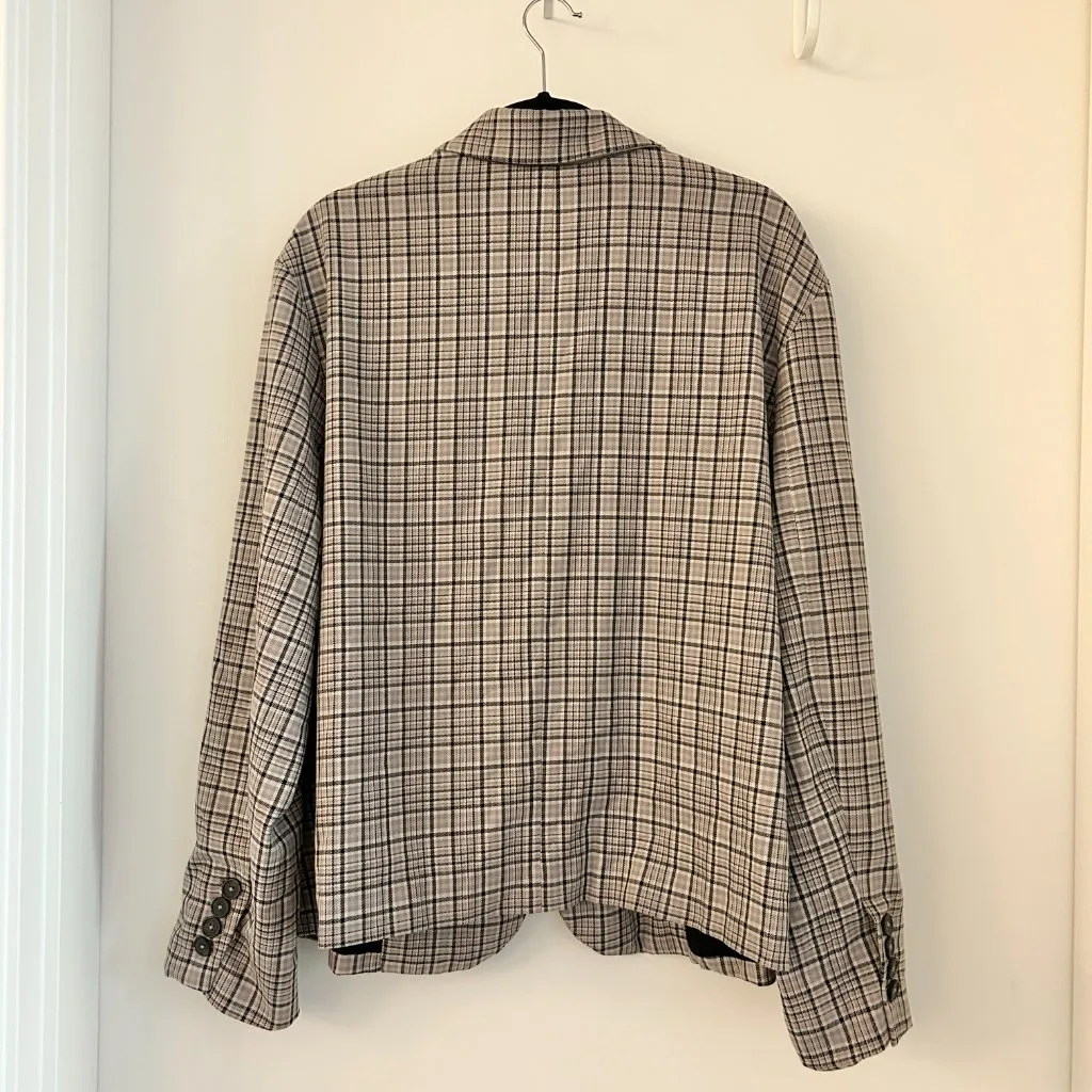 Free People We the Free Cali Oversized Plaid Blazer in Neutral Combo XL NWOT - Image 10