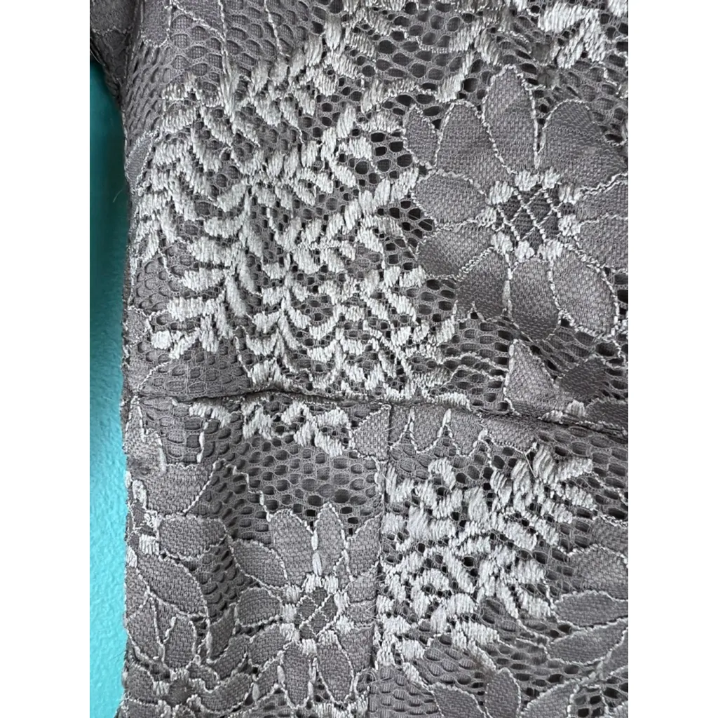 Altar’d State Taupe Lace Long Sleeve Corset Hem Top — Square Neck — XS - Image 3