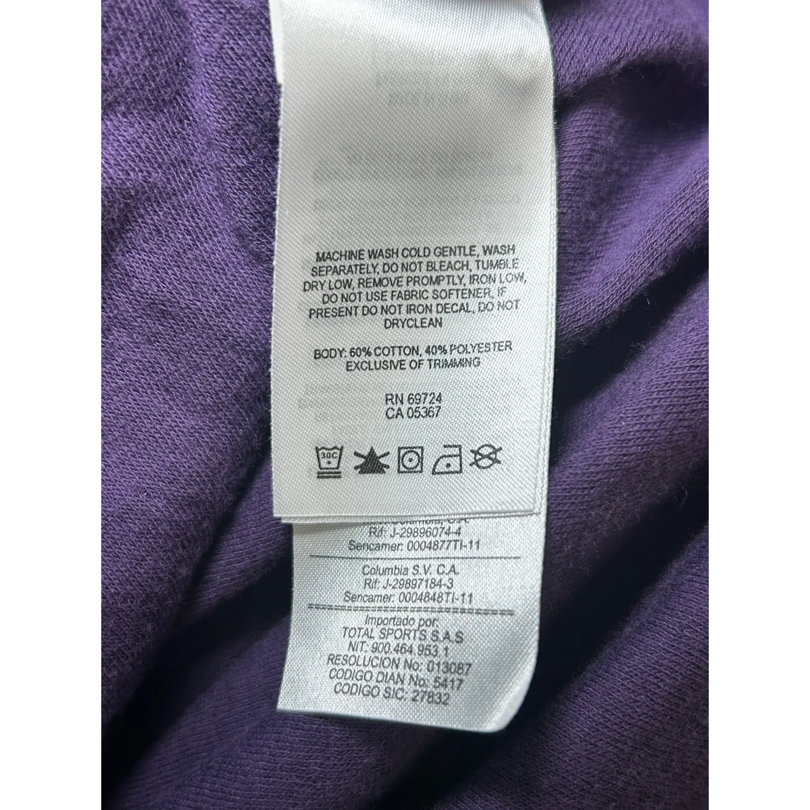 Columbia Striped Purple Henley Hoodie Long Sleeve Pullover‎ Sweatshirt Size Med - Image 5