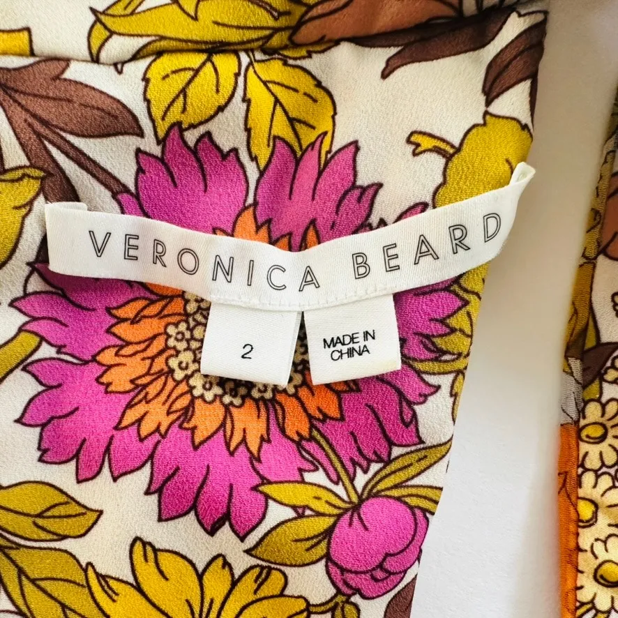 Veronica Beard Eleonora Skirt Size 4 Silk Kailani Garden Orange Floral Georgette - Image 3