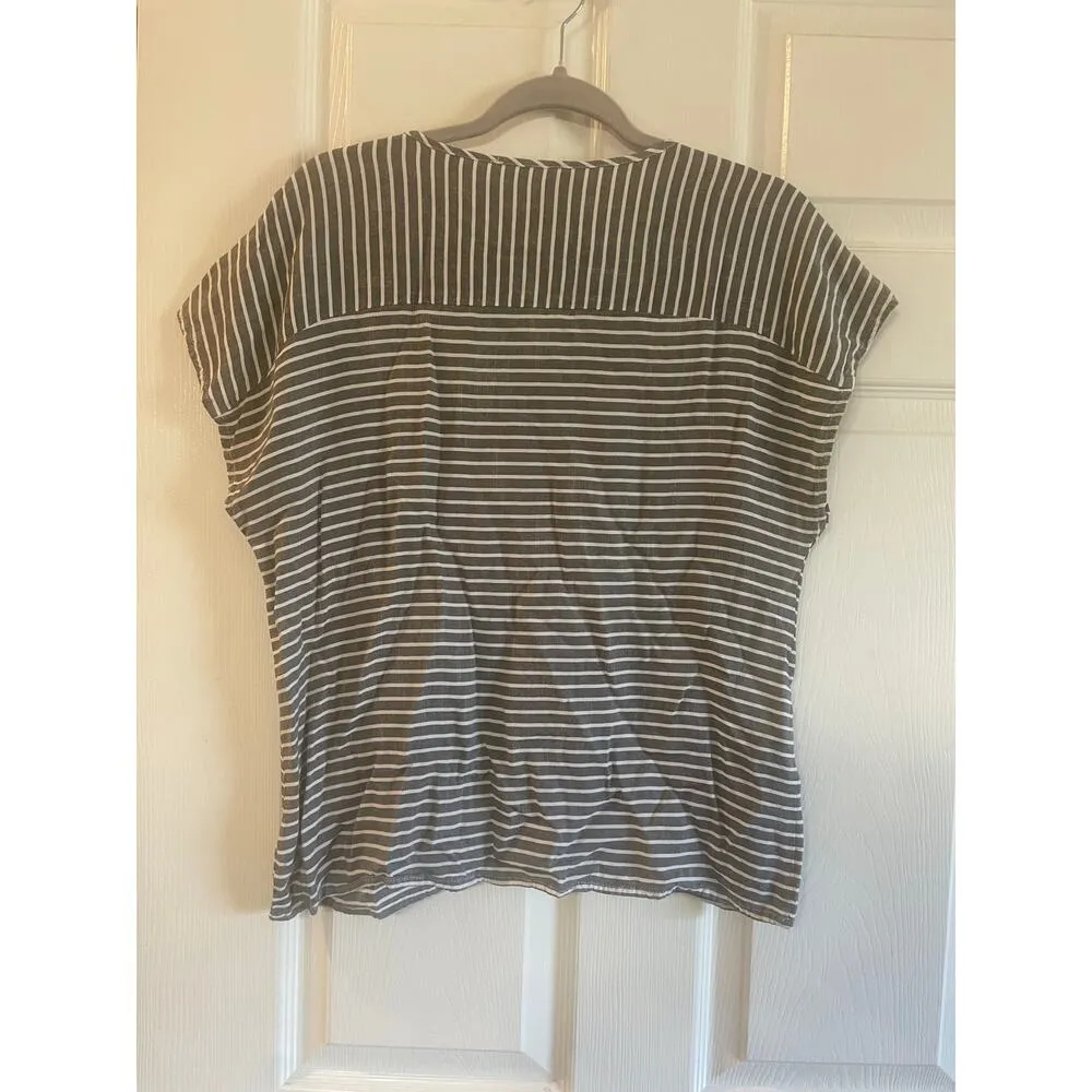 Savanna Jane Blooming Promises Embroidered Top Floral Boho Gray White Size Lg - Image 2