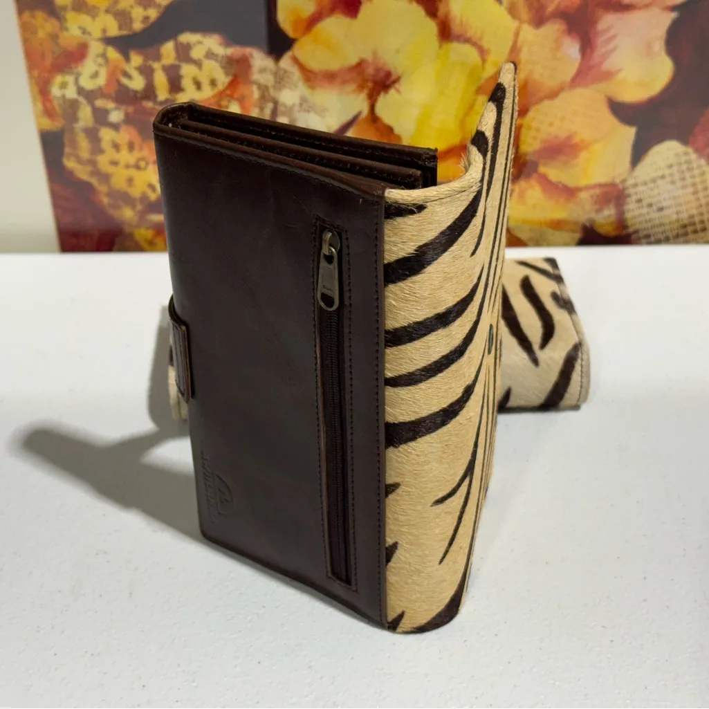 Lot Of 2 Real Handmade Animal Print Fur Leather Loop Closure Wallet/Hand Clutch - Image 8