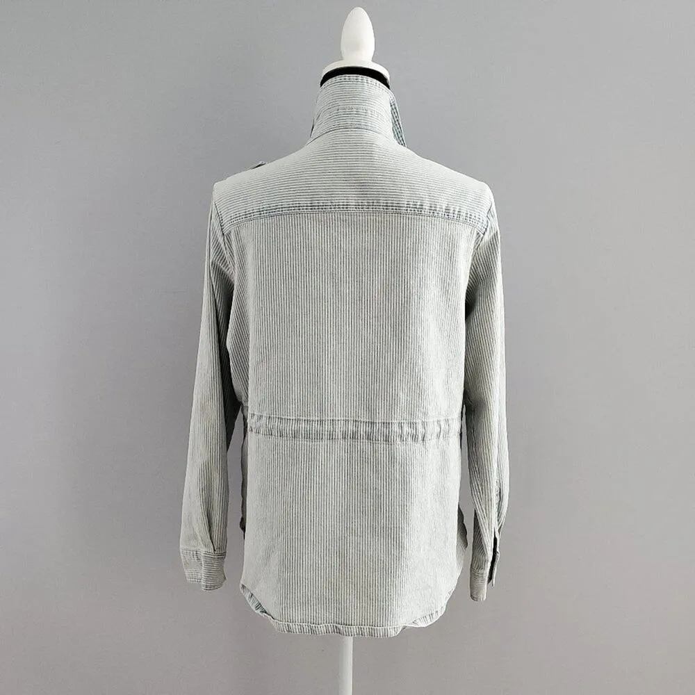 Universal Threads Universal Thread Striped Drawstring Light Wash Denim Jean Jacket M - Image 2