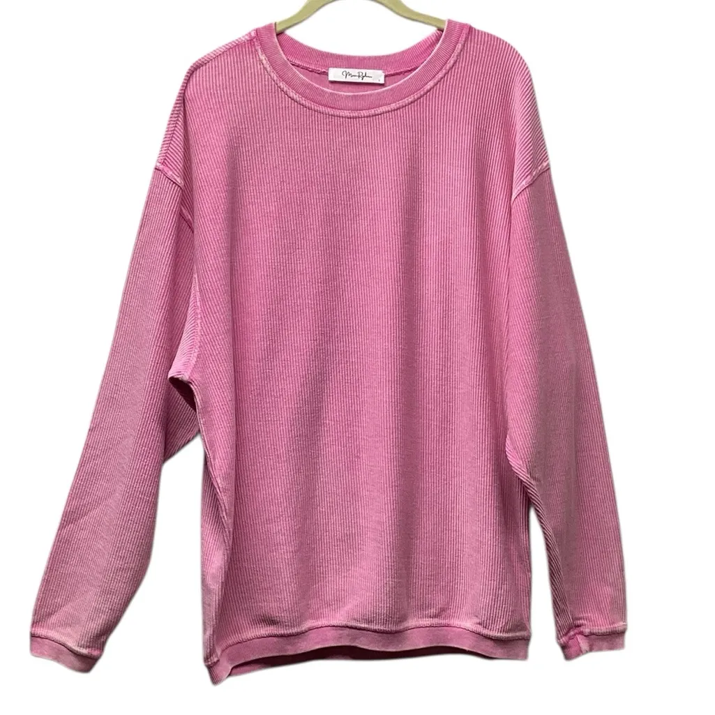Moon Ryder Lux Corded Cotton Crewneck. Size Large Pink - Image 2