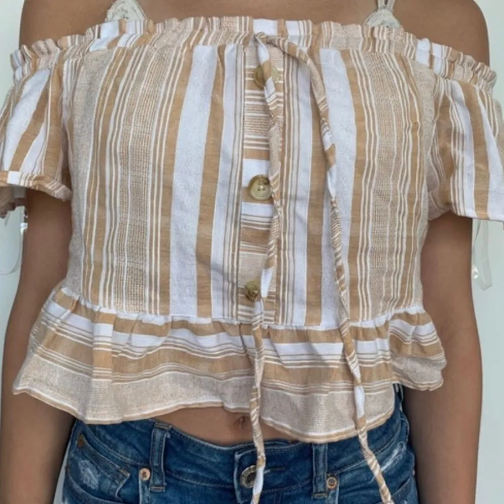 pacsun striped off the shoulder ruffle top - Image 3