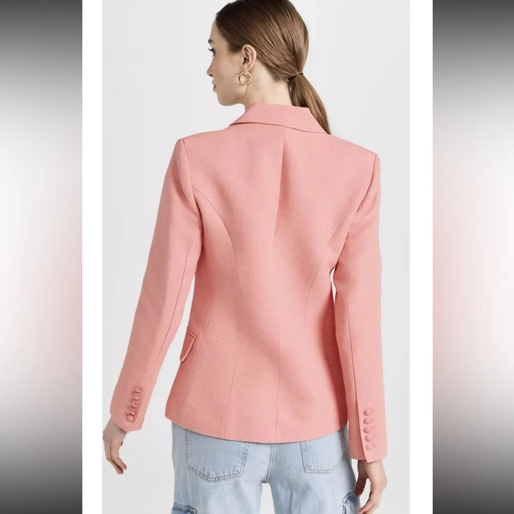L'agence Blazer Women's Size 8 Rose Pink Kenzie Double Breasted Textured Classic - Image 2