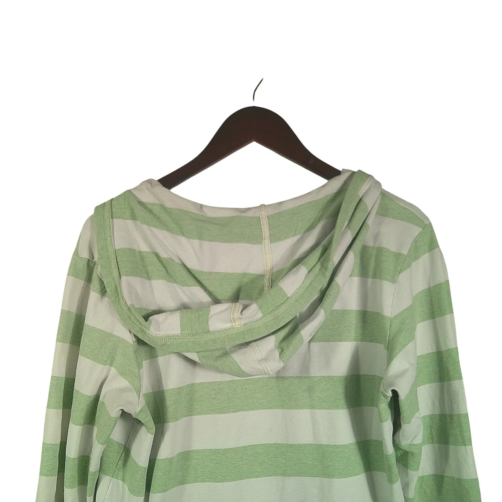 The Black Dog Striped Hooded Long Sleeve Shirt Women's XL‎ Logo Green & White - Image 12