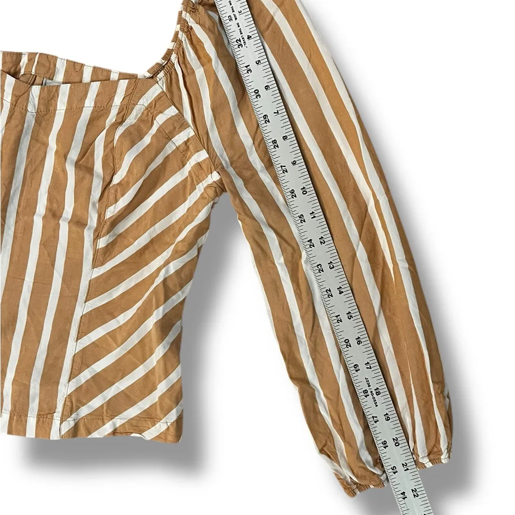 Soho Jones & Co Med Striped Amber Orange Off The Shoulder Crop Top Zip Back - Image 8