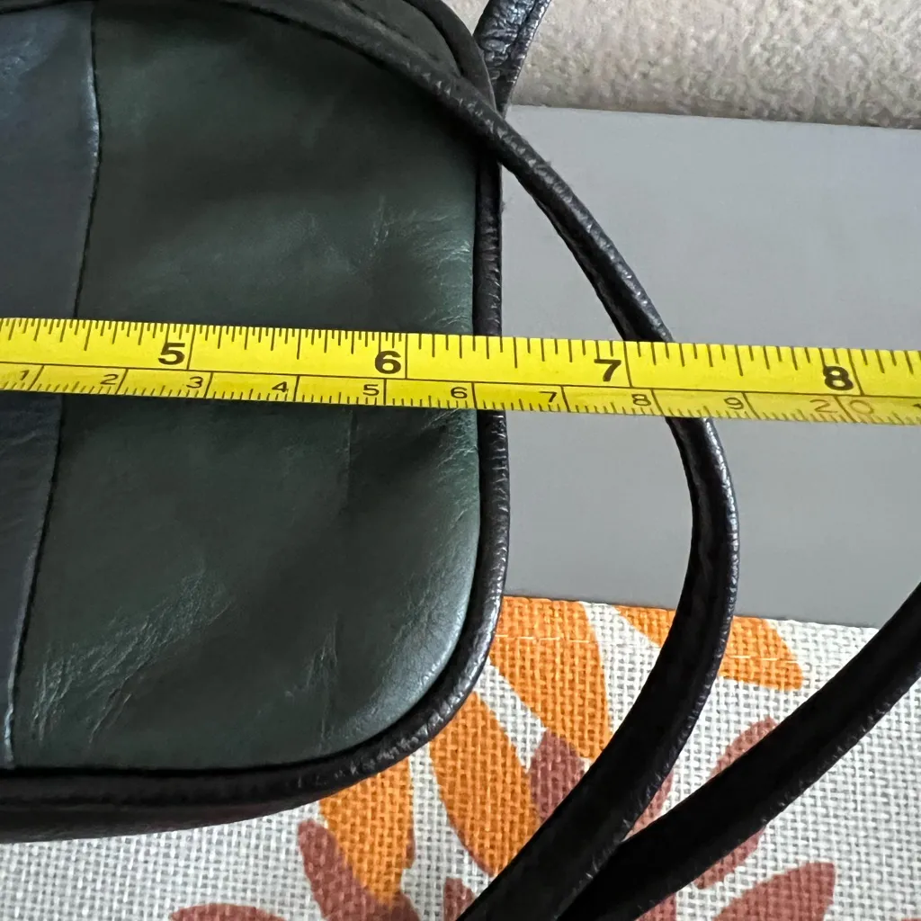 Multi Color Retro Patchwork Italian Via Romano Leather Crossbody Bag Green - Image 7