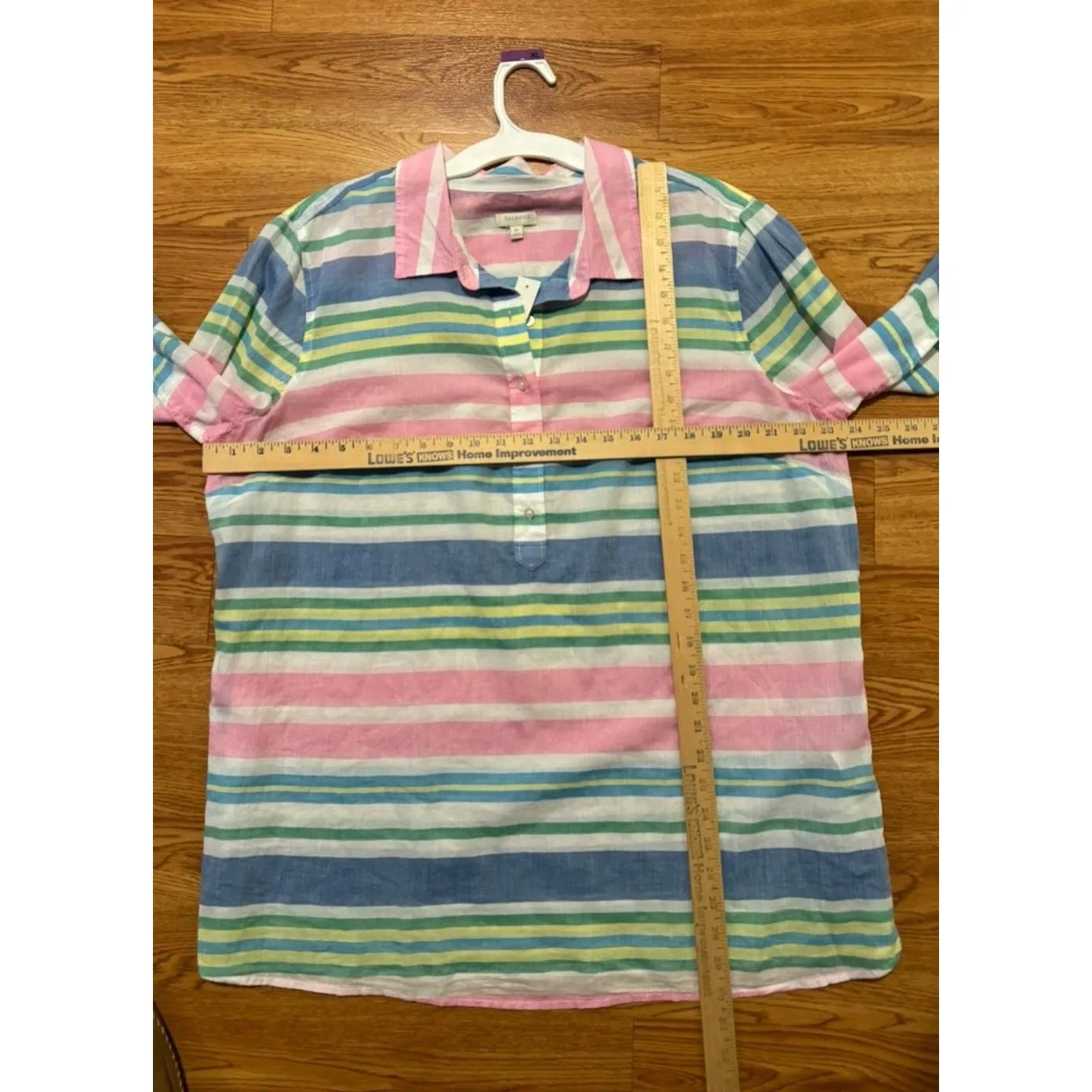 Talbots Size XL Beach Club Stripe Popover Blouse in Blue/White Cotton New Tunic - Image 11