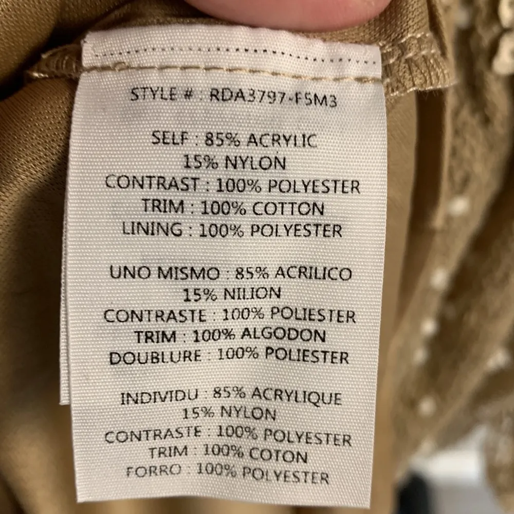 Ryu Tan & Cream Lace Accents Sheer Top Dress Size L - Image 5