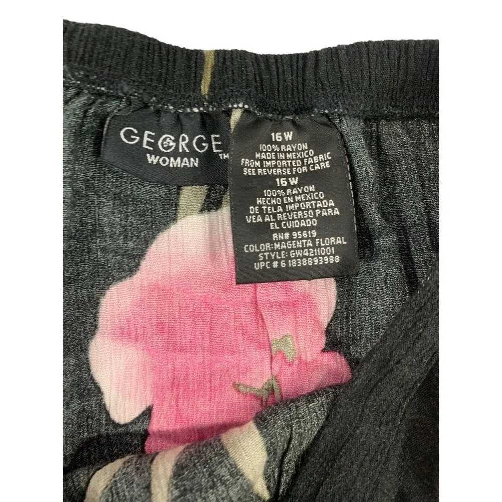 George Women's Black with Pink Flowers Top & Skirt Set Size 18W - Image 8