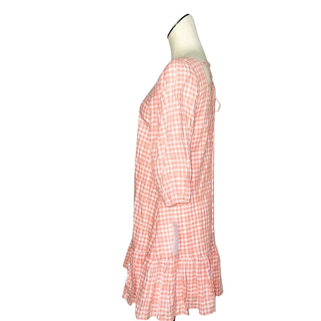 NWT Blecker 126 Gingham Square Neck Mini Dress Pink Size 6 - Image 4