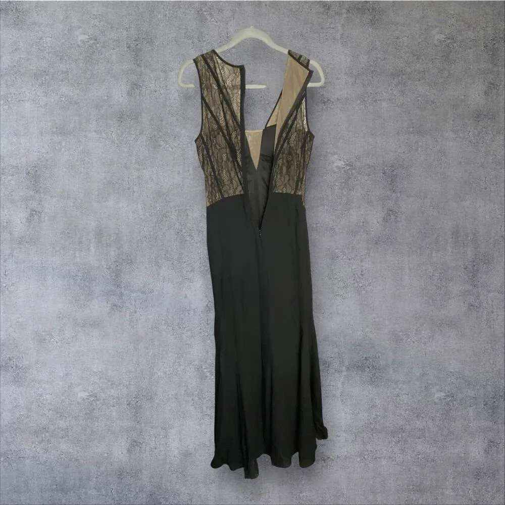 Max and Cleo Evening Gown 4 Black Mesh Sheer Panel Formal Event Elegant Maxi - Image 7