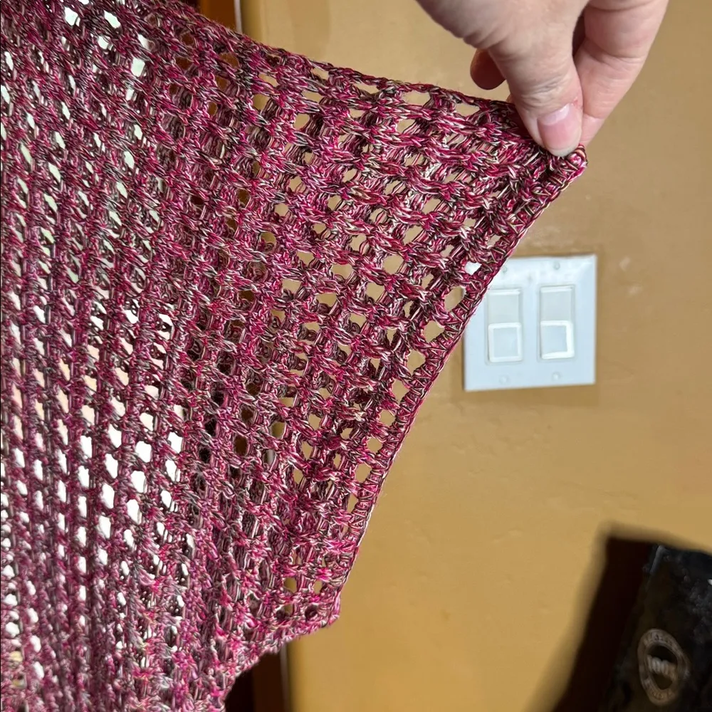 Catherines Pink and Brown Open Knit Tunic Sweater Size 2X - Image 4
