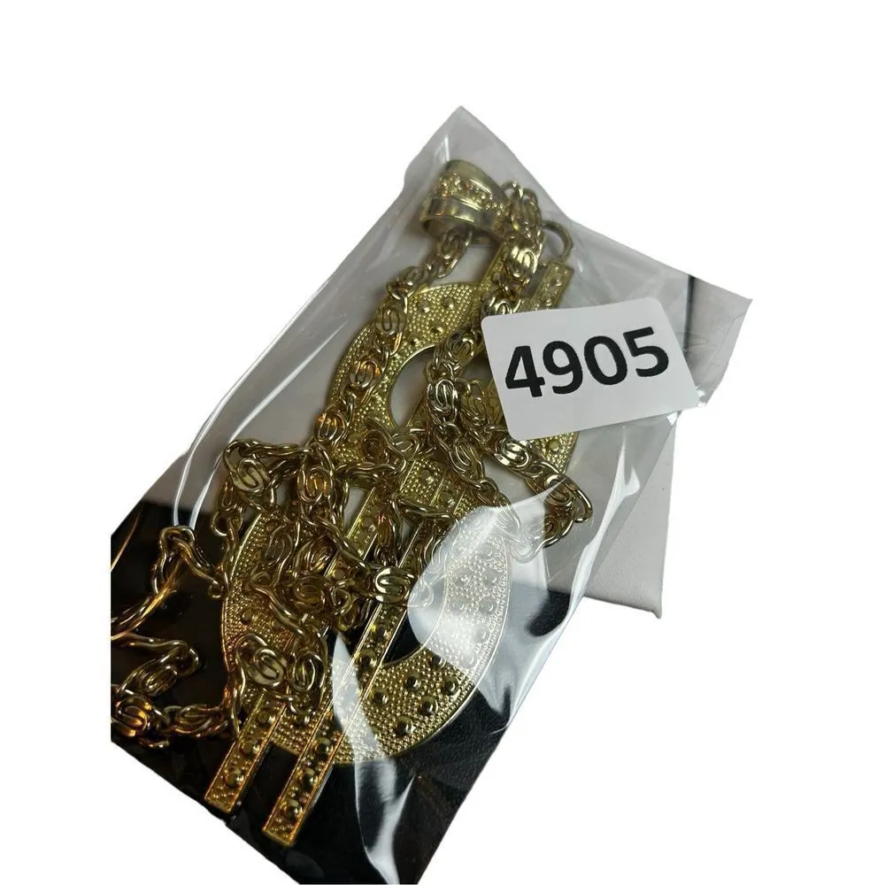 CHUNKY LARGE DOLLAR SIGN PENDANT S CHAIN HIP HOP / COSPLAY NECKLACE Gold - Image 7