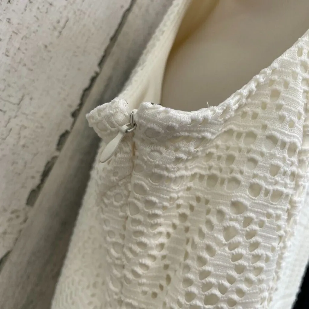 Guess Dress Womens Small Cream Crochet Lined Polyester‎ Zip Front Detail - Image 3