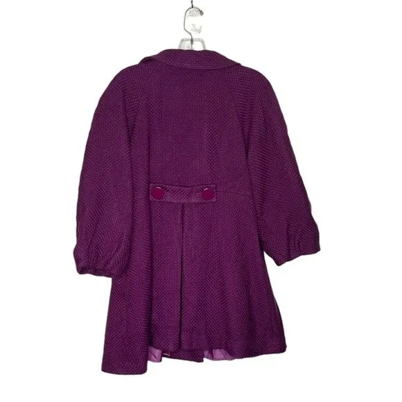 JOHN PAUL RICHARD Purple Basket Weave Fabric Coat Big Buttons Womens Size Medium - Image 6