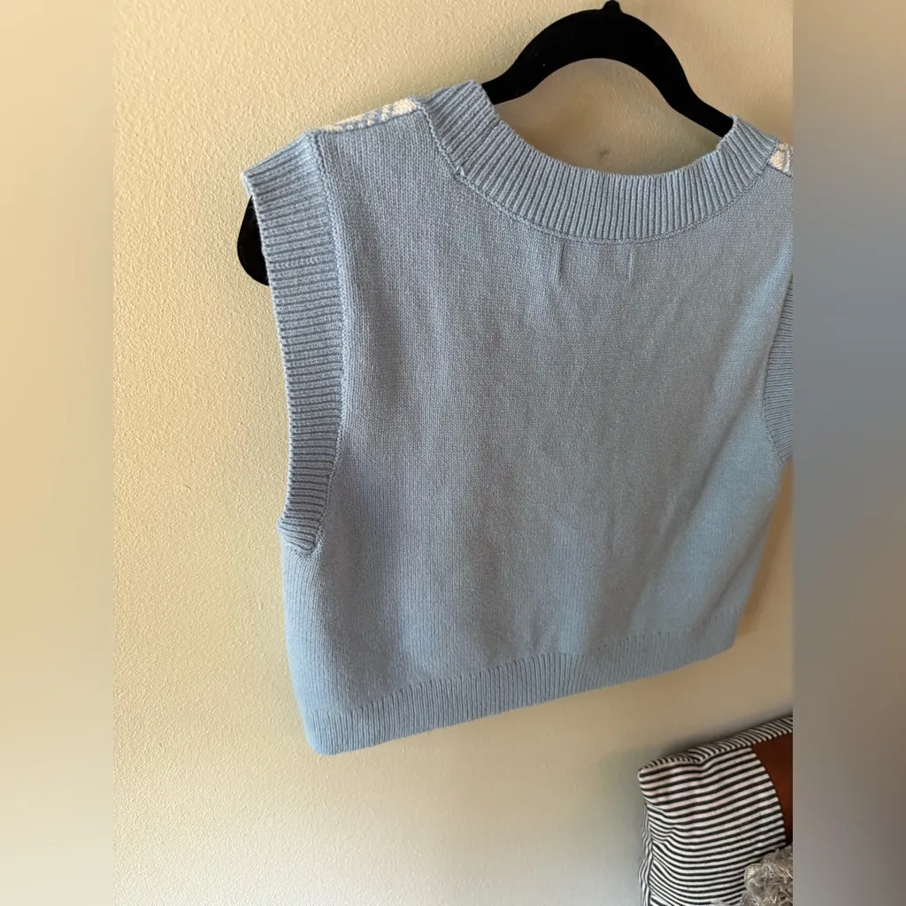 Hollister California Blue And White Sweater V-Neck Vest XS NWOT - Image 12