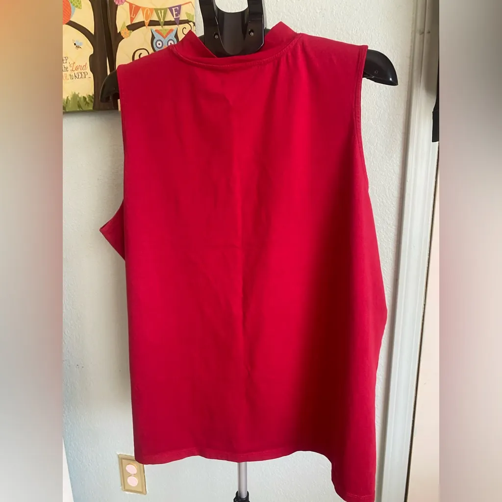 Muscle Tee: CJ Banks 3XL Tank Top Shirt Red Mock Turtleneck Sleeveless Cotton Size 3X - Image 10