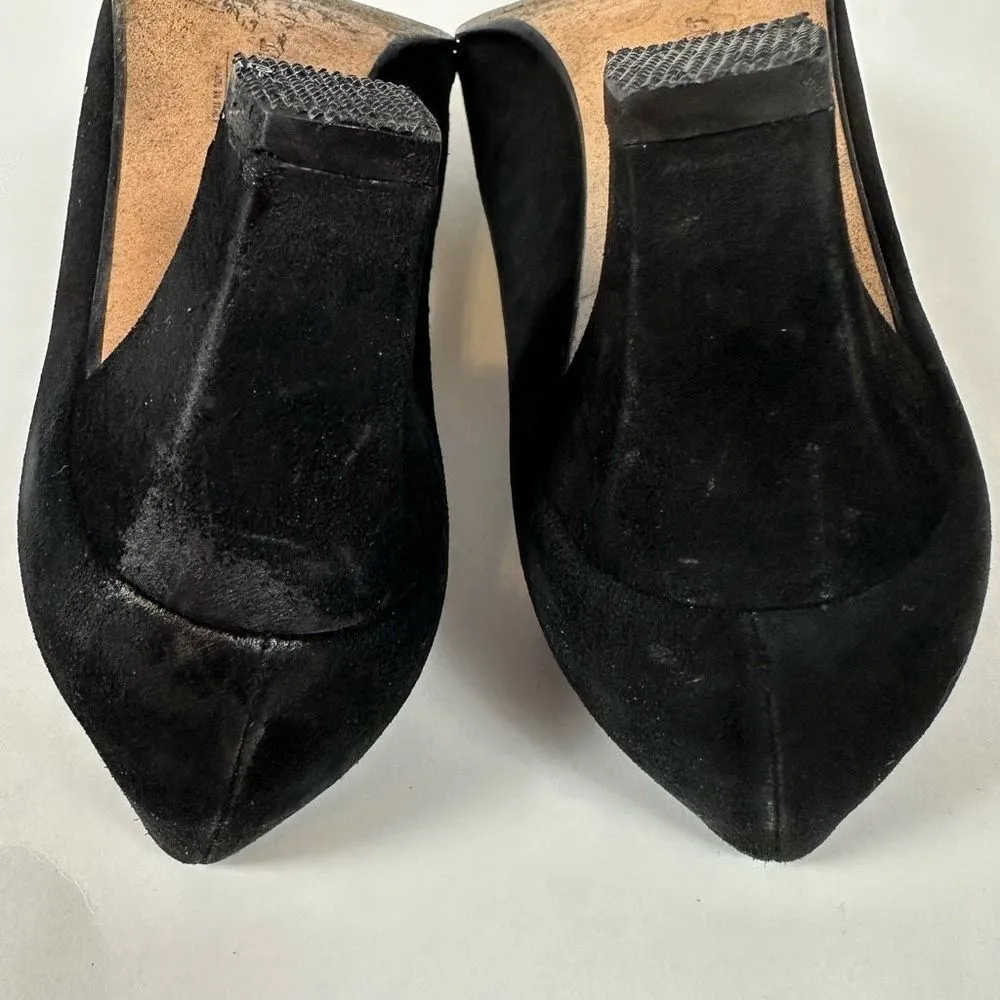 Salvatore Ferragamo 80s Pumps Heels Black Suede Tortoise Buckle Accent 7 1/2 B - Image 10