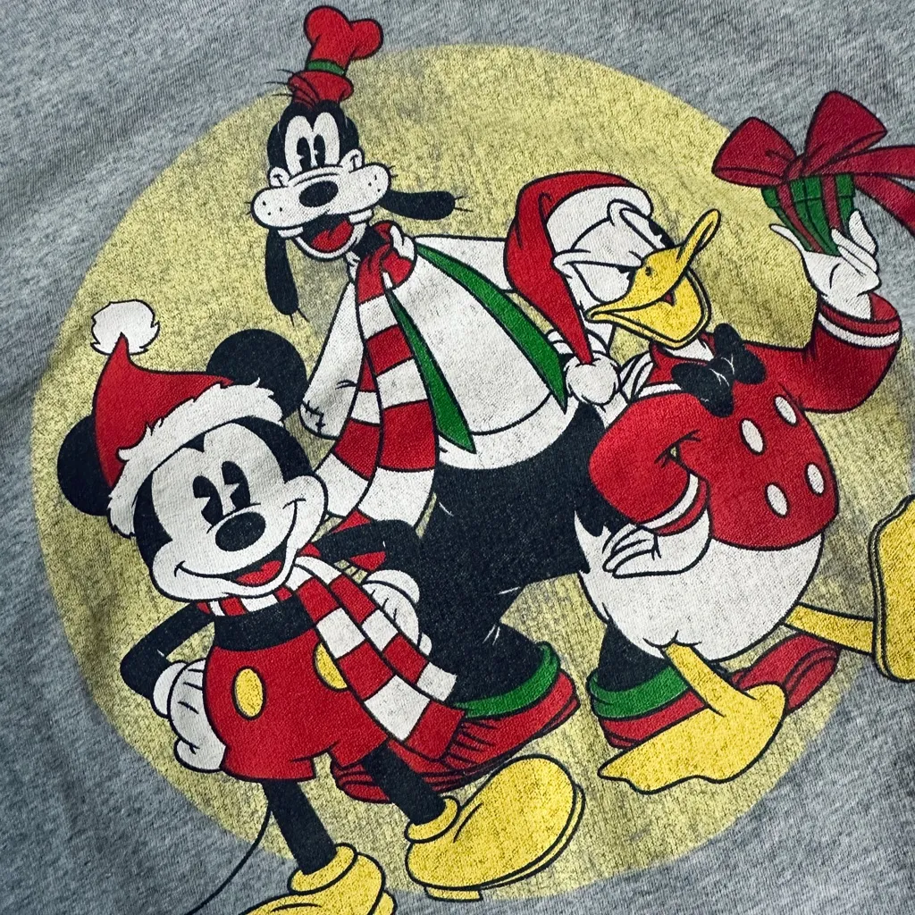 Disney Mickey & Friends Christmas Gray Graphic Tee Shirt - Image 5