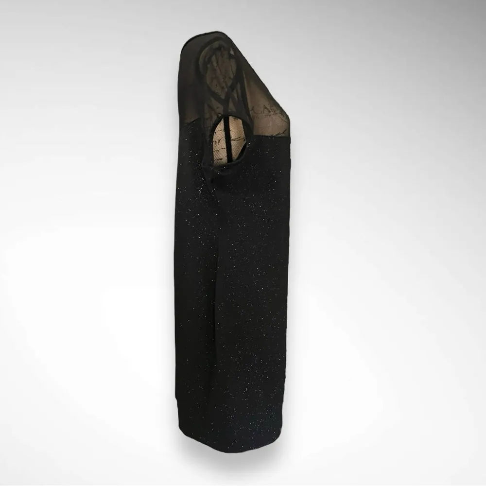 BEBE Black Illusion Rhinestone Logo Glittery Bodycon Dress XL | NWT - Image 4