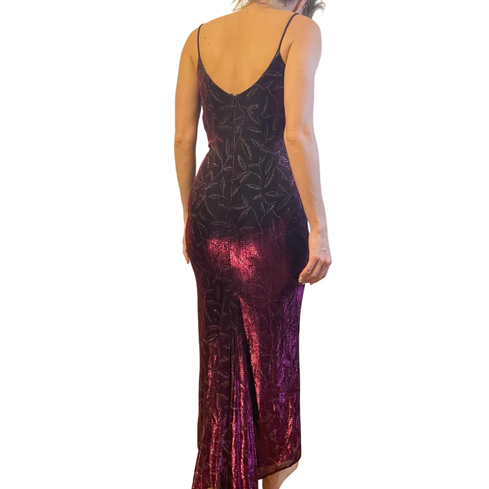 Vintage 90’s Jessica McClintock Gunne Sax Metallic Pink Formal Gown Dress Size 3 - Image 5