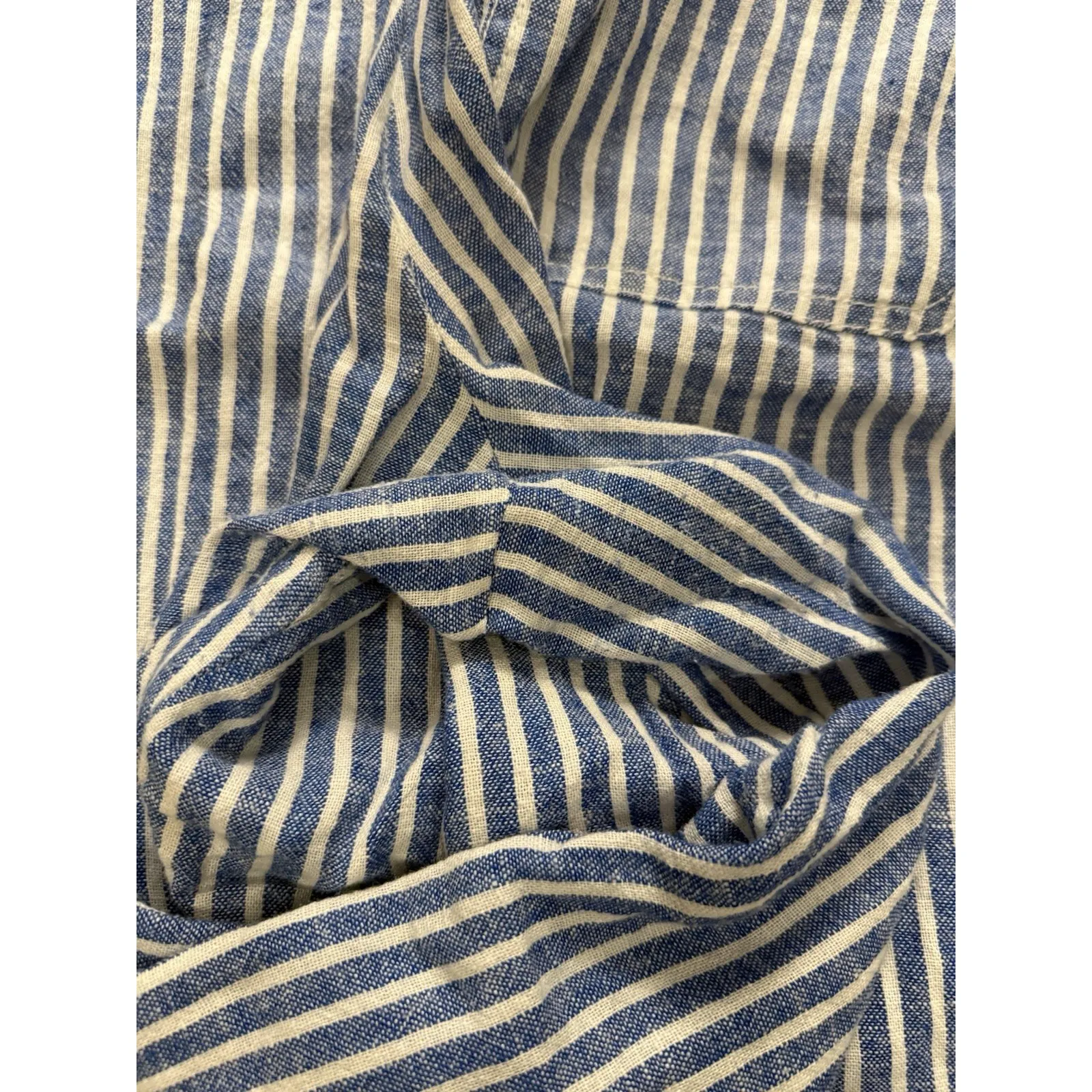 Jolt Linen Blend Wide Leg Pants Blue Striped  Paperbag Large‎ - Image 12