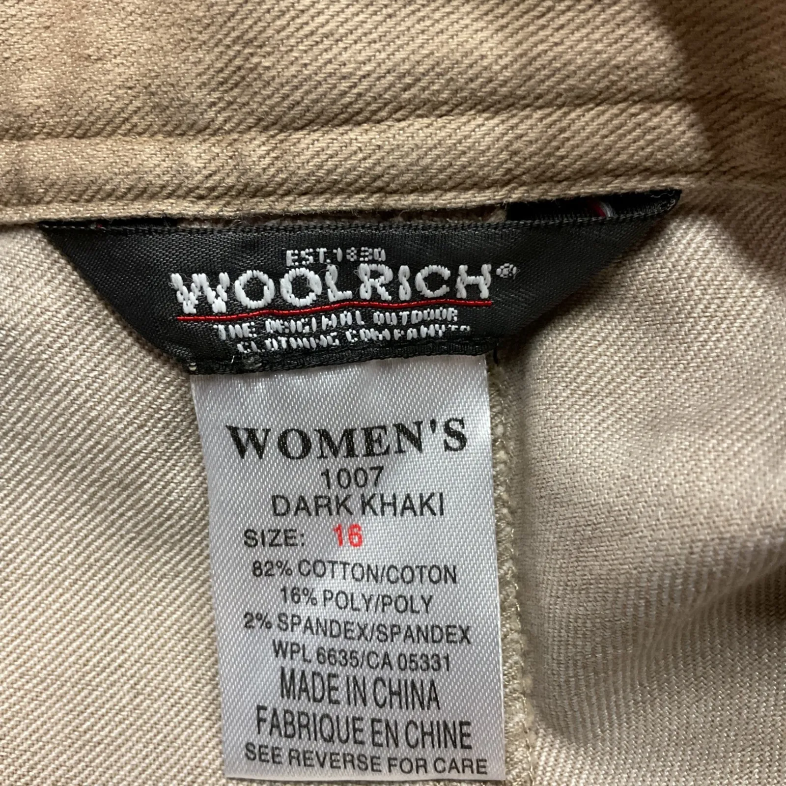 Woolrich Women's Straight‎ Leg Flat Front Pants Cotton Casual Dark Khaki Size 16 - Image 7