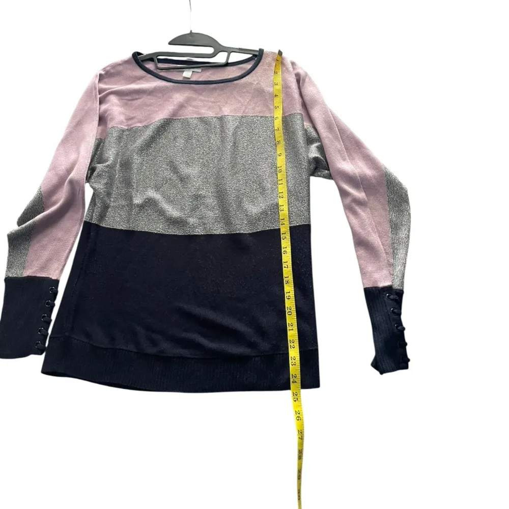 New York & CO  purple Gray Metallic , and Navy blue Sweatshirt coop Neck Size S - Image 5