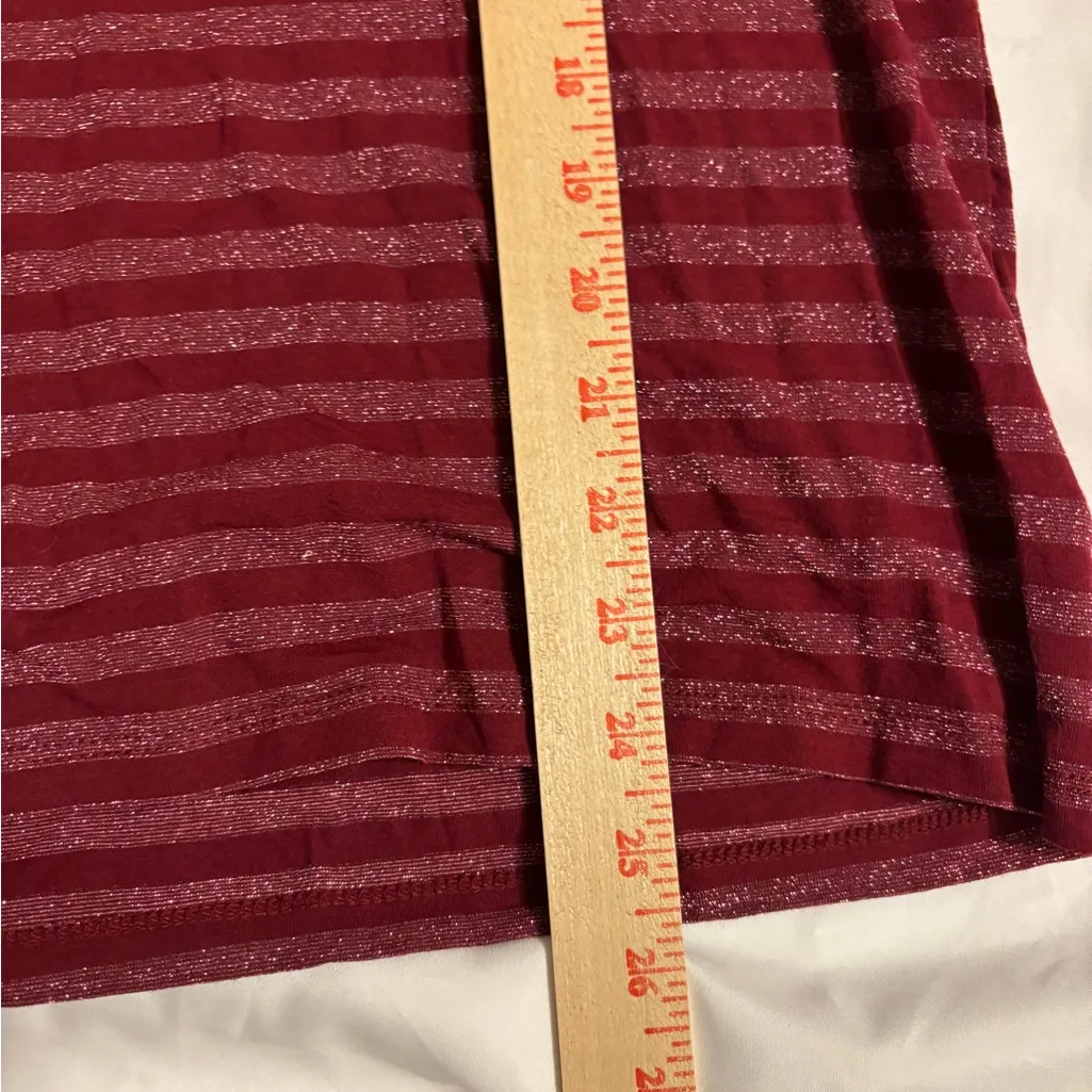 Talbots XL Burgundy Metallic Stripe Long Sleeve Scoop Neck Top - Image 4