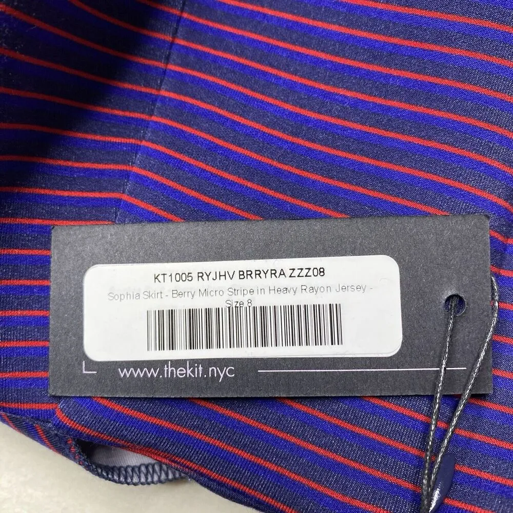 The Kit By Daniel Vosovic Sophia Skirt Berry Micro Stripe Brand New NWT Size 8 Red - Image 5