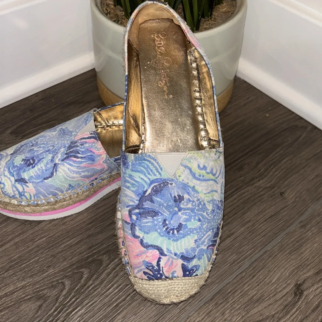 Lilly Pulitzer Marlo Espadrille In Saltwater Blue‎ Womens size 6 - Image 3