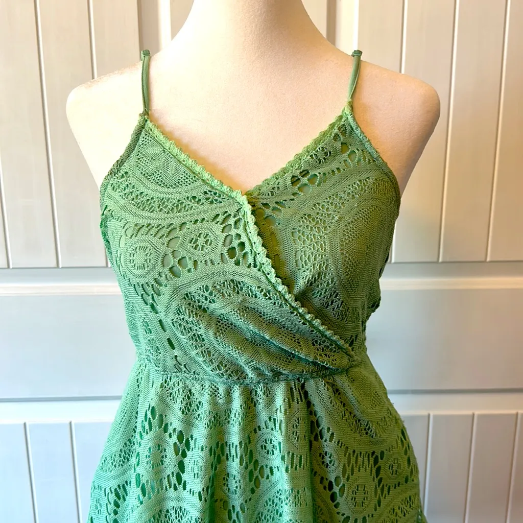 SEAFOAM CROCHET LACE DRESS Green - Image 2