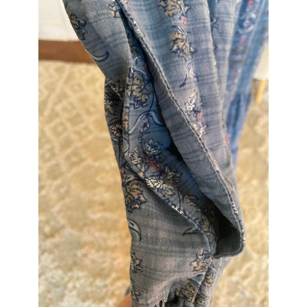 Sonoma Floral Smocked Maxi Dress Puff Sleeve Cottagecore Blue Romantic Boho - Image 6