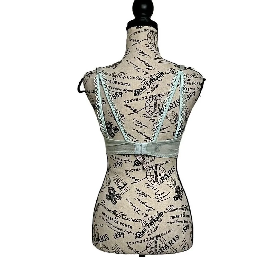 Victoria’s Secret Dream Angels Rhinestone Embellished Lined Demi Bra 32DD Blue - Image 5