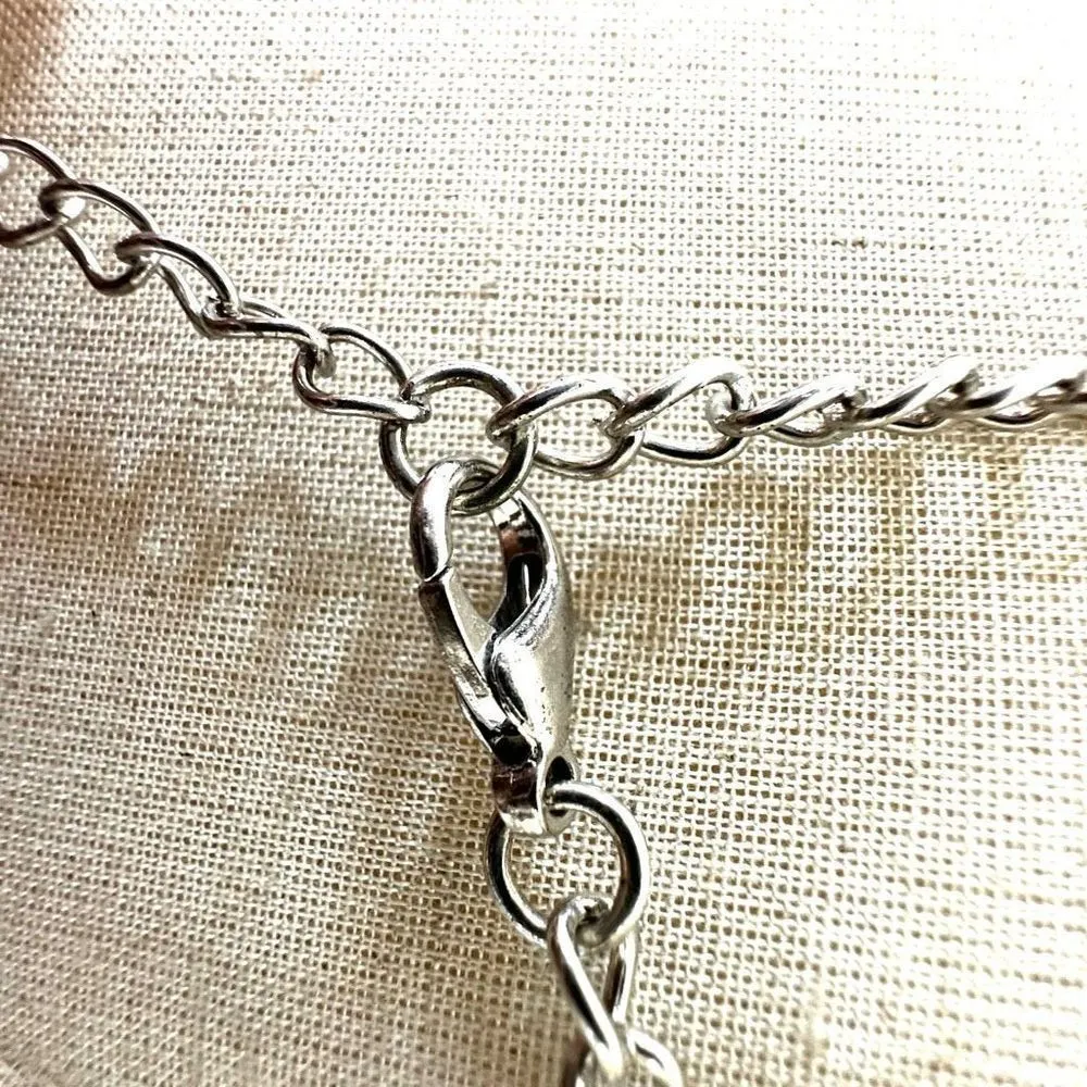 Silver tone and blue statement necklace - Image 7