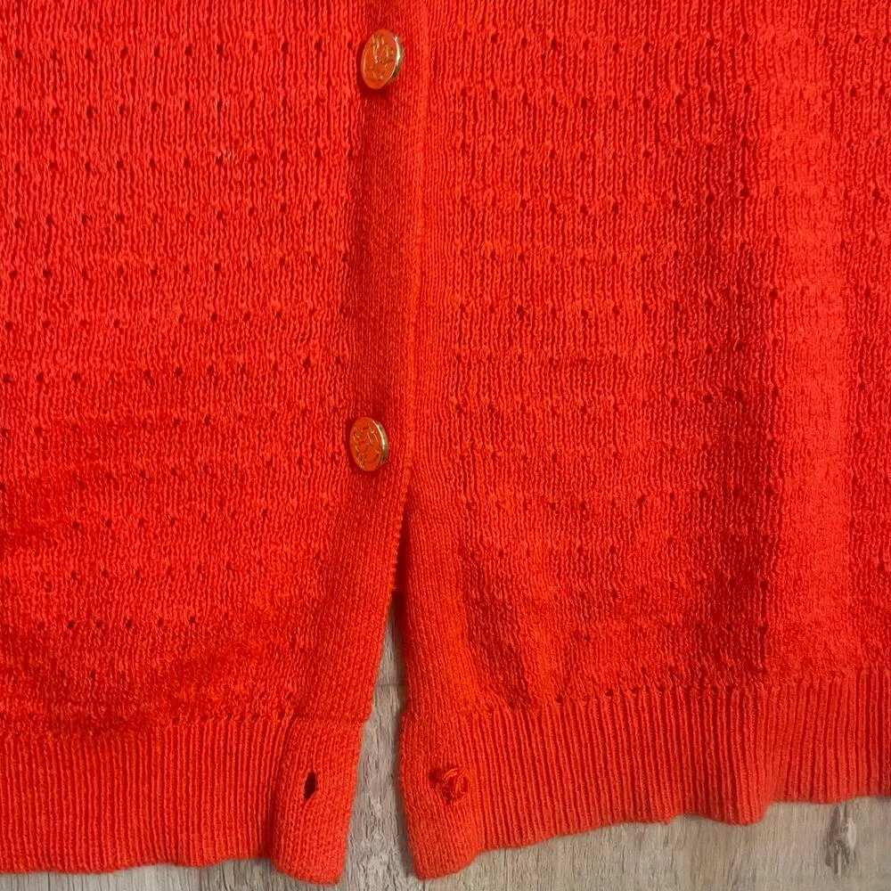 DRAPER JAMES Coral Gold Buttons Stitch Cardigan 1X *missing last button* - Image 9