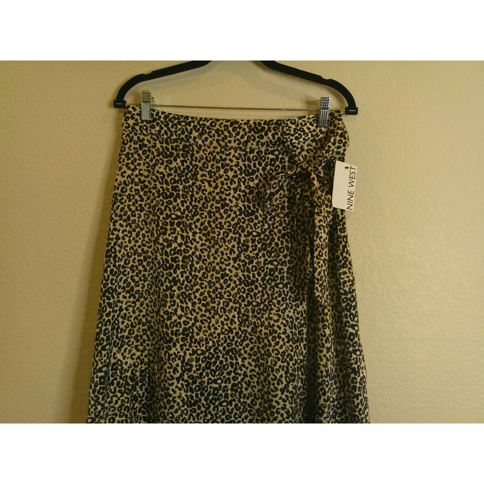 Nine West Womens Large Leopard Animal‎ Print Asymmetrical Side Zip Skirt NEW - Image 2